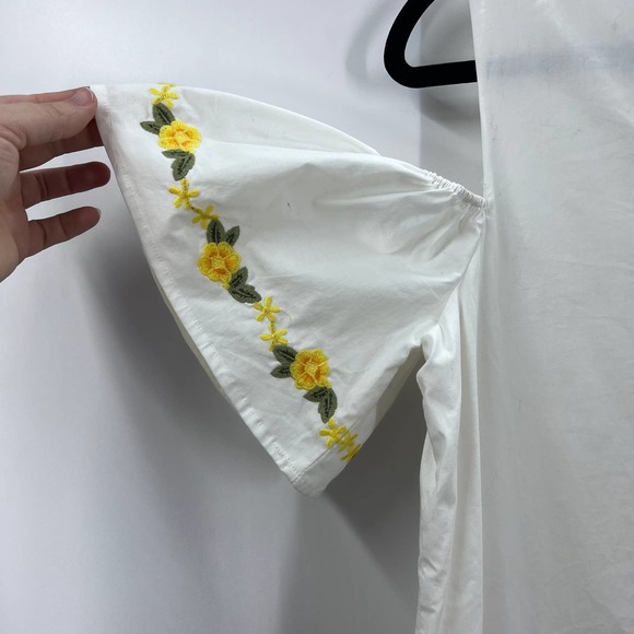 Miami Boutique Mini Dress Cold Shoulder Yellow Embroidered Floral NWT Small - Picture 6 of 12